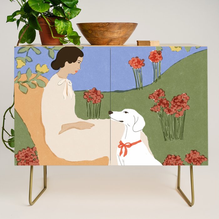 Lady and her dog Credenza Gallery Image 1