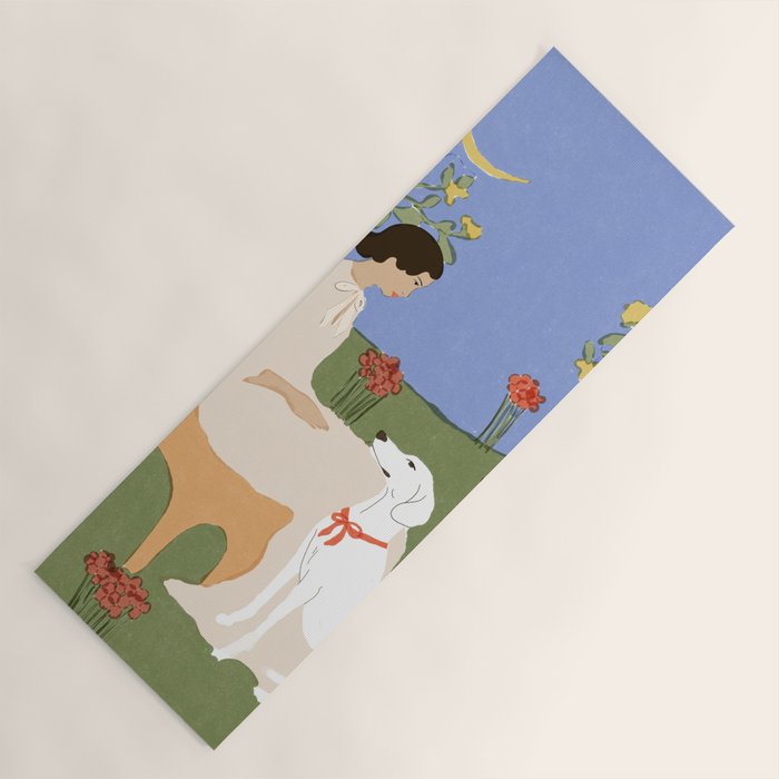 Lady and her dog Yoga Mat Gallery Image 1