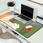 Lady and her dog Desk Mat Gallery Image 2
