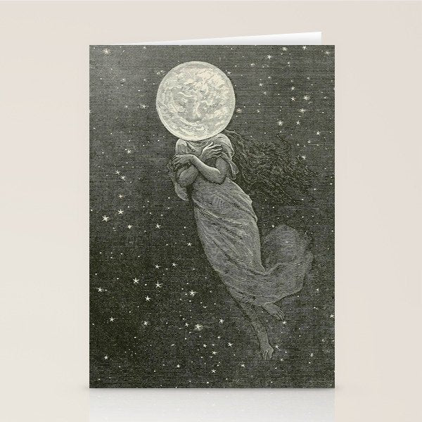 Antique Moon Woman Stationery Card Gallery Image 2