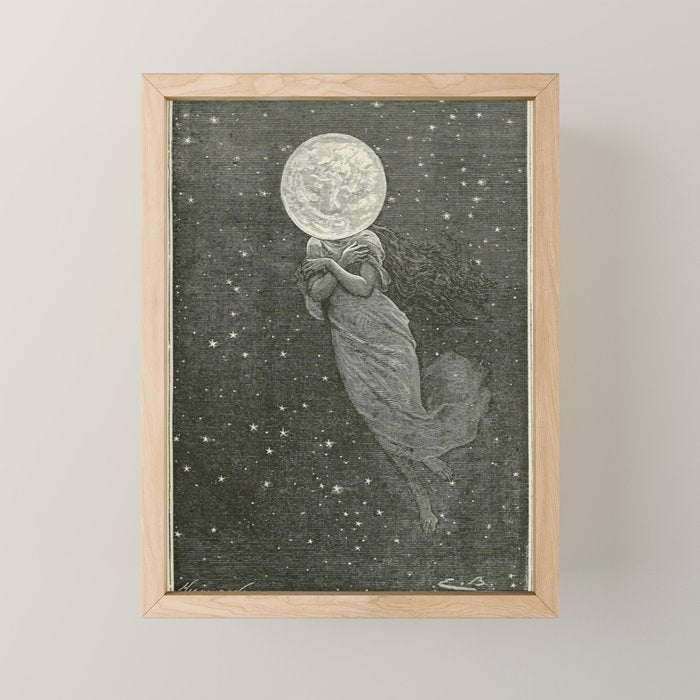 Antique Moon Woman Mini Art Print Gallery Image 1