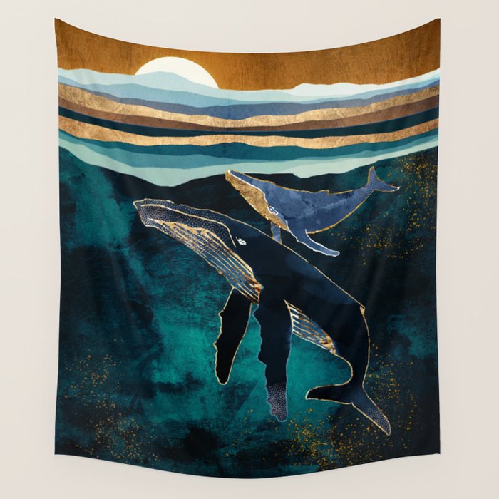 Moonlit Whales Wall Tapestry Gallery Image 4