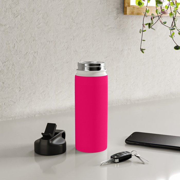 Bright Fluorescent Pink Neon Water Bottle Gallery Image 5