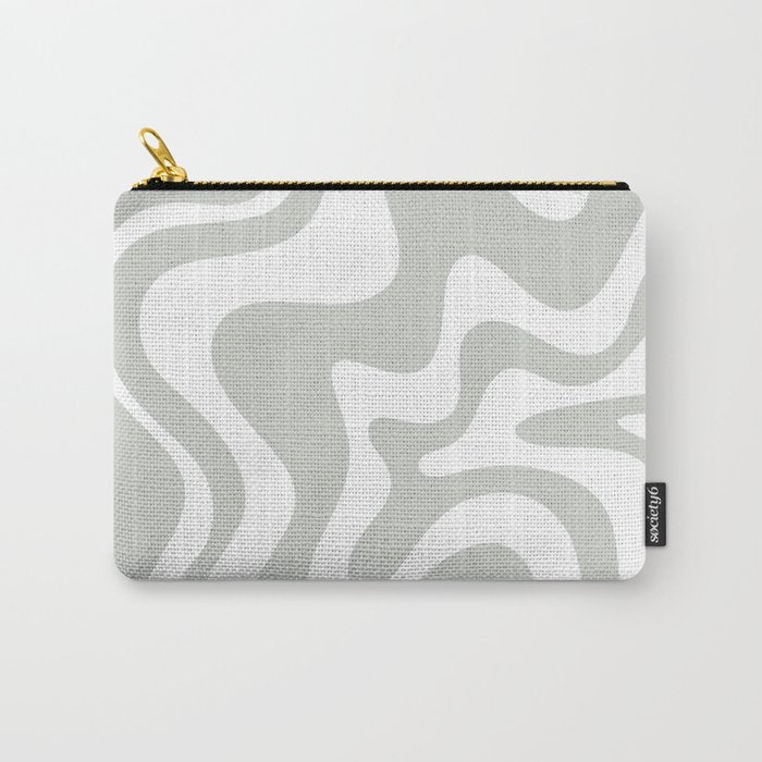 Liquid Swirl Abstract Pattern in Light Sage Gray and White Carry All Pouch Gallery Image 1