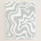 Liquid Swirl Abstract Pattern in Light Sage Gray and White Jigsaw Puzzle Gallery Image 1