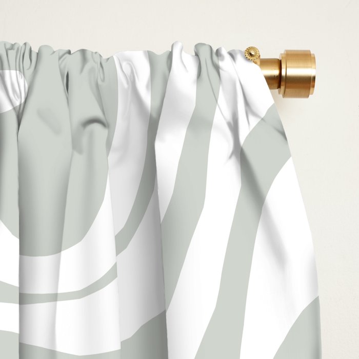 Liquid Swirl Abstract Pattern in Light Sage Gray and White Window Curtain Gallery Image 2