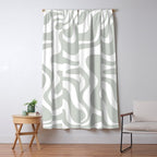 Liquid Swirl Abstract Pattern in Light Sage Gray and White Window Curtain Gallery Image 5