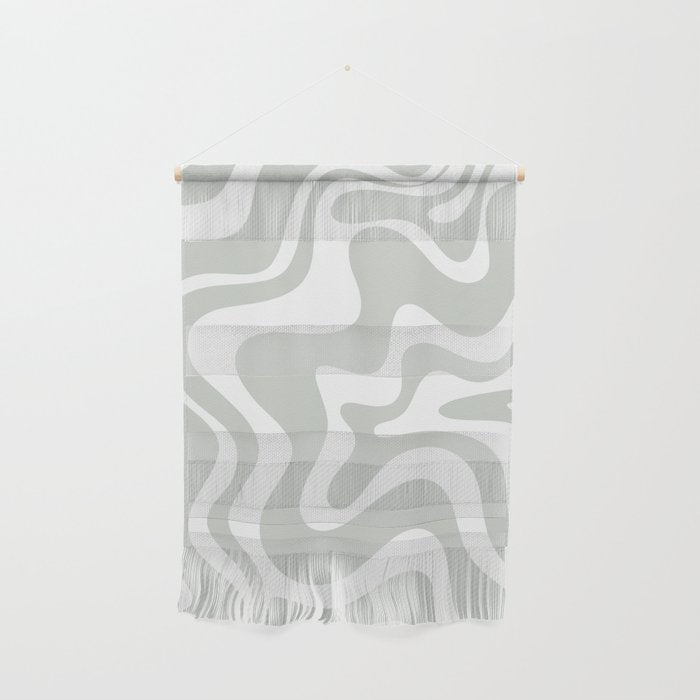 Liquid Swirl Abstract Pattern in Light Sage Gray and White Wall Hanging Gallery Image 1