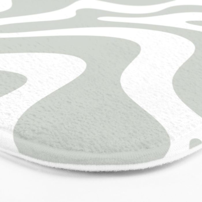 Liquid Swirl Abstract Pattern in Light Sage Gray and White Bath Mat Gallery Image 3