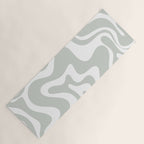 Liquid Swirl Abstract Pattern in Light Sage Gray and White Yoga Mat Gallery Image 1