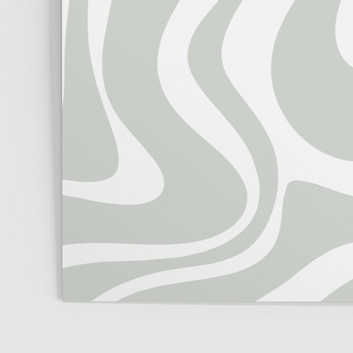Liquid Swirl Abstract Pattern in Light Sage Gray and White Poster Gallery Image 3
