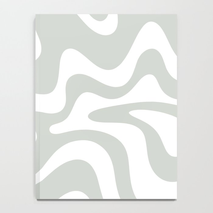 Liquid Swirl Abstract Pattern in Light Sage Gray and White Notebook Gallery Image 4