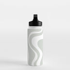 Liquid Swirl Abstract Pattern in Light Sage Gray and White Water Bottle Gallery Image 3