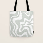 Liquid Swirl Abstract Pattern in Light Sage Gray and White Tote Bag Gallery Image 1