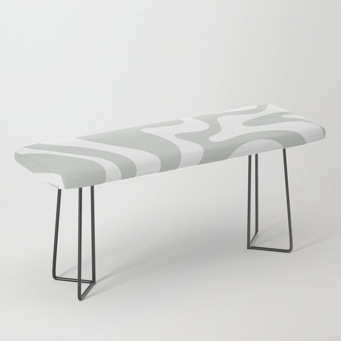 Liquid Swirl Abstract Pattern in Light Sage Gray and White Bench Gallery Image 1