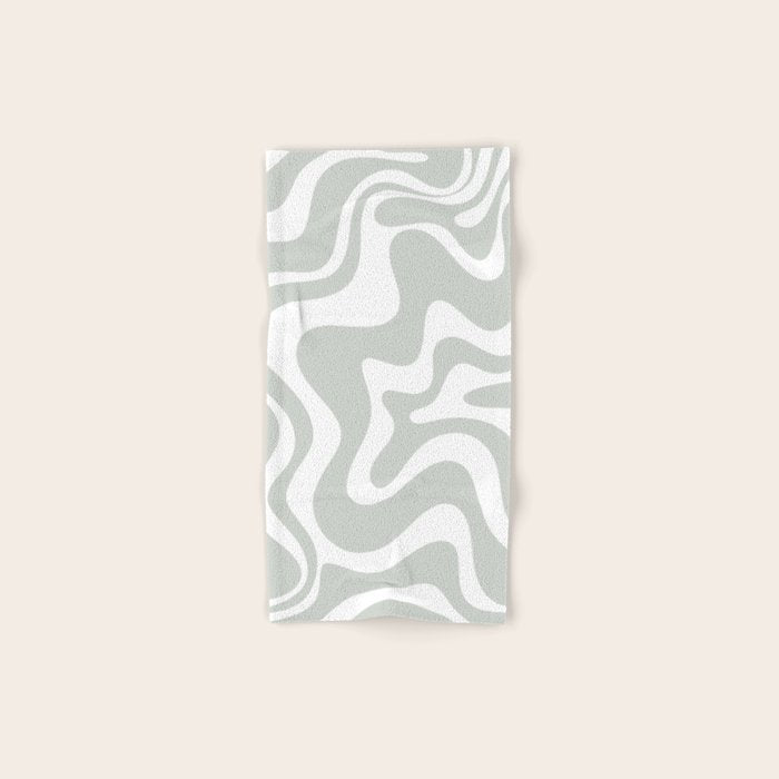 Liquid Swirl Abstract Pattern in Light Sage Gray and White Bath Towel Gallery Image 1