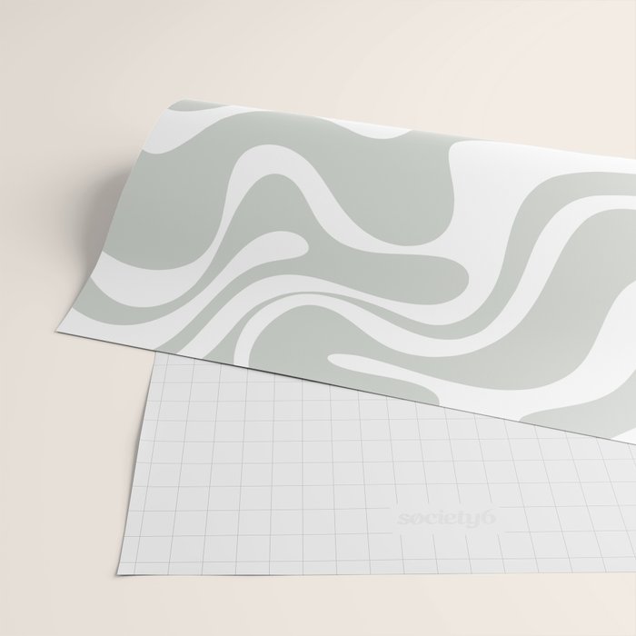Liquid Swirl Abstract Pattern in Light Sage Gray and White Wrapping Paper Gallery Image 2