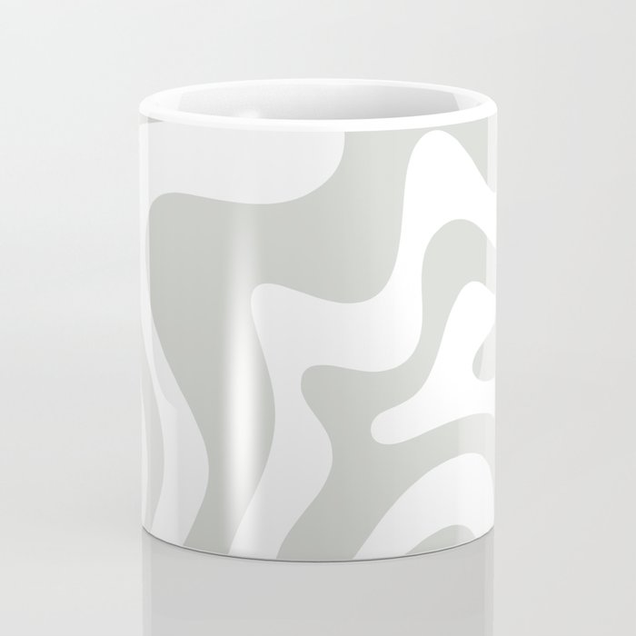 Liquid Swirl Abstract Pattern in Light Sage Gray and White Coffee Mug Gallery Image 4