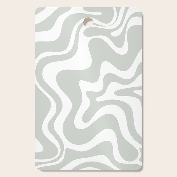 Liquid Swirl Abstract Pattern in Light Sage Gray and White Cutting Board Gallery Image 1