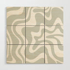 Liquid Swirl Abstract Pattern in Light Sage Gray and White Wood Wall Art Gallery Image 1