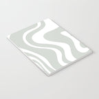 Liquid Swirl Abstract Pattern in Light Sage Gray and White Notebook Gallery Image 3