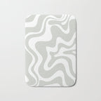 Liquid Swirl Abstract Pattern in Light Sage Gray and White Bath Mat Gallery Image 1