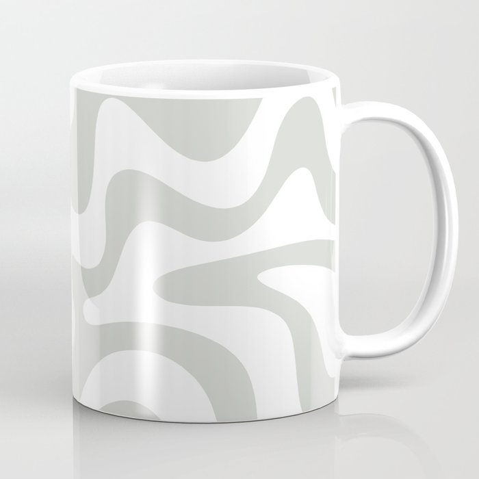 Liquid Swirl Abstract Pattern in Light Sage Gray and White Coffee Mug Gallery Image 1