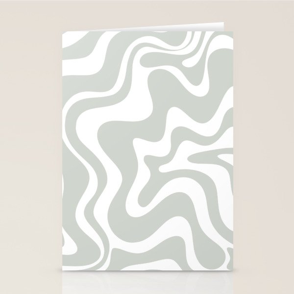 Liquid Swirl Abstract Pattern in Light Sage Gray and White Stationery Card Gallery Image 2