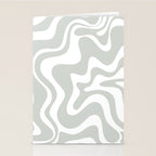 Liquid Swirl Abstract Pattern in Light Sage Gray and White Stationery Card Gallery Image 2
