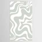 Liquid Swirl Abstract Pattern in Light Sage Gray and White Tablecloth Gallery Image 2