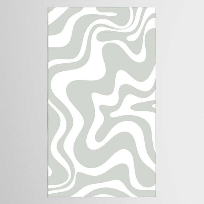 Liquid Swirl Abstract Pattern in Light Sage Gray and White Tablecloth Gallery Image 2