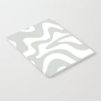 Liquid Swirl Abstract Pattern in Light Sage Gray and White Notebook Gallery Image 2