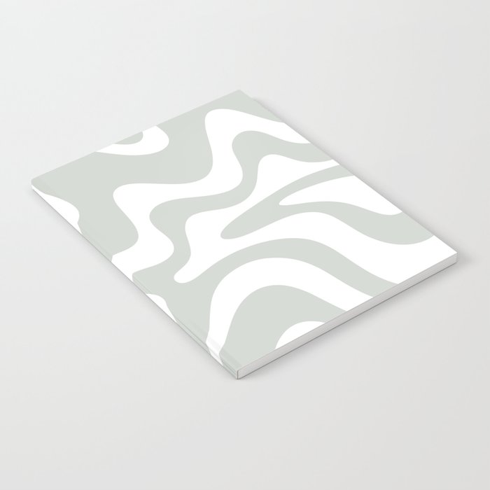 Liquid Swirl Abstract Pattern in Light Sage Gray and White Notebook Gallery Image 2