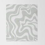 Liquid Swirl Abstract Pattern in Light Sage Gray and White Throw Blanket Gallery Image 2