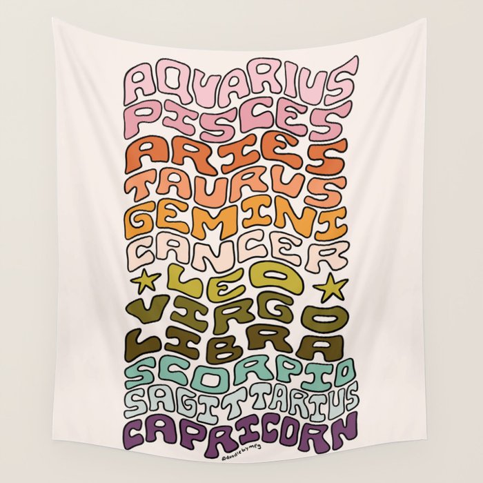 Zodiac Sign List Wall Tapestry Gallery Image 4