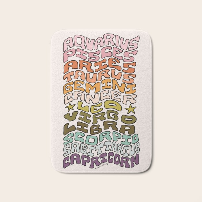 Zodiac Sign List Bath Mat Gallery Image 1