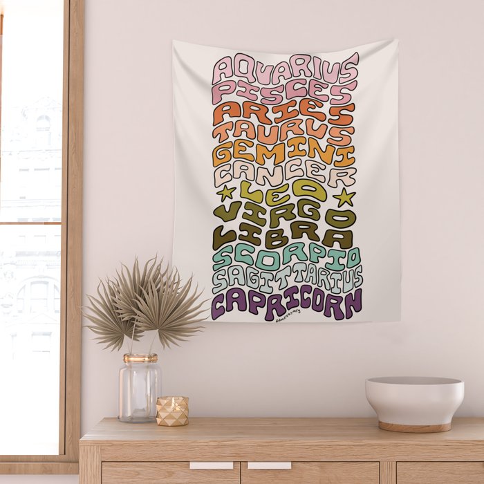 Zodiac Sign List Wall Tapestry Gallery Image 2