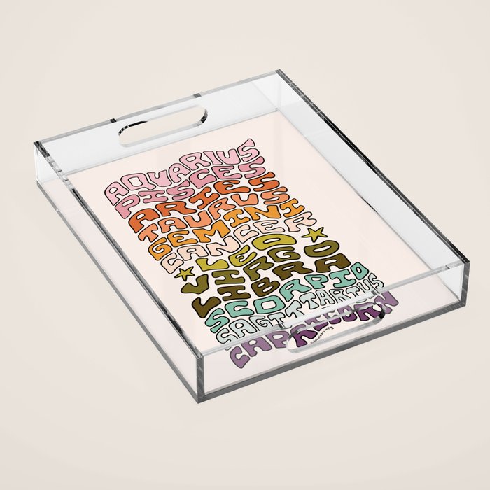 Zodiac Sign List Acrylic Tray Gallery Image 1