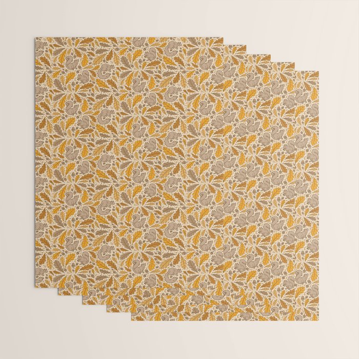 Oak & Squirrels | Autumn Yellows Palette Wrapping Paper Gallery Image 3