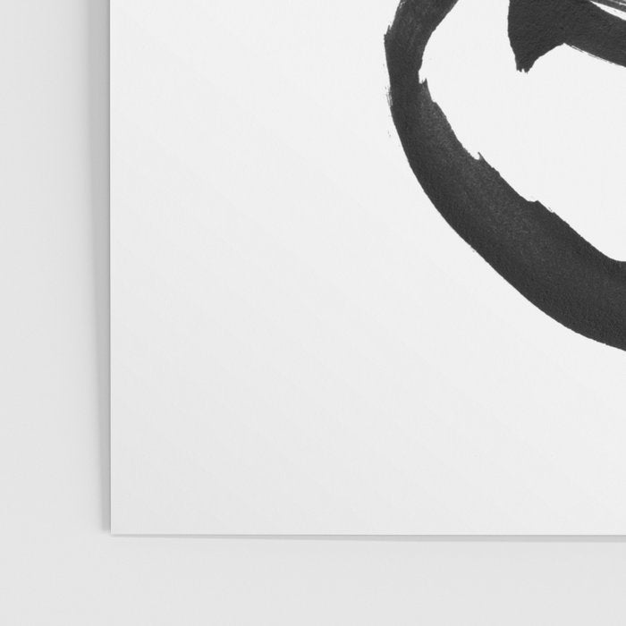 Black and White Round Abstract Shapes Minimalist Ink Painting Poster Gallery Image 3