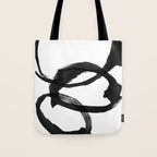 Black and White Round Abstract Shapes Minimalist Ink Painting Tote Bag Gallery Image 1