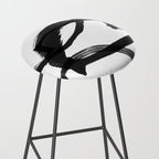 Black and White Round Abstract Shapes Minimalist Ink Painting Stool Gallery Image 2