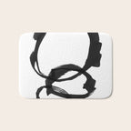 Black and White Round Abstract Shapes Minimalist Ink Painting Bath Mat Gallery Image 1