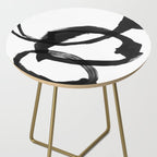 Black and White Round Abstract Shapes Minimalist Ink Painting Side Table Gallery Image 2
