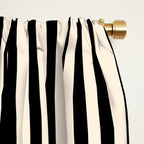 Fine Stripes Vertical Minimalist Pattern in Black and Almond Cream Window Curtain Gallery Image 2
