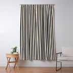 Fine Stripes Vertical Minimalist Pattern in Black and Almond Cream Window Curtain Gallery Image 5