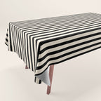 Fine Stripes Vertical Minimalist Pattern in Black and Almond Cream Tablecloth Gallery Image 1