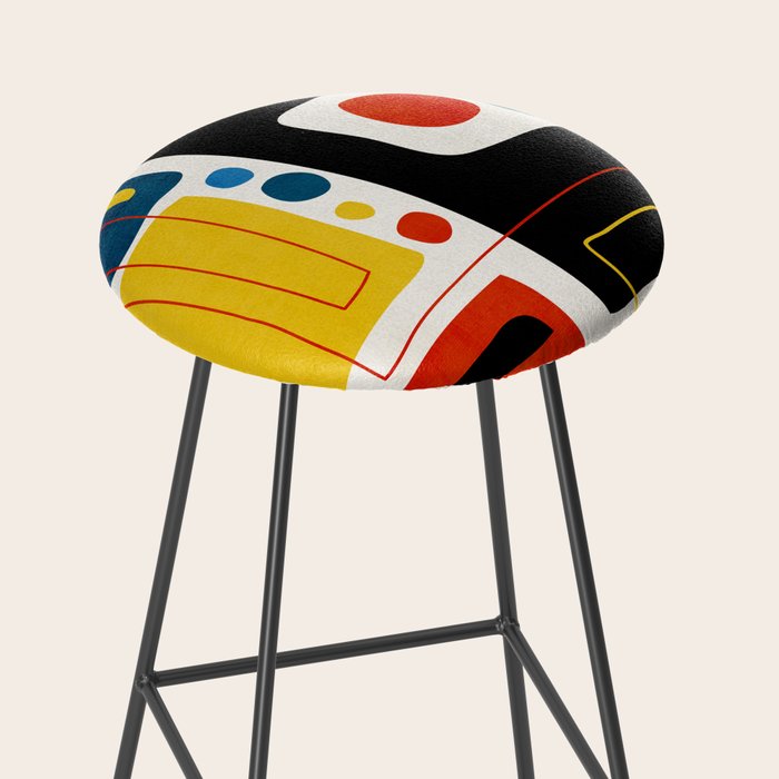 Colorful Bold Abstract Modern Artwork H02 Stool Gallery Image 2