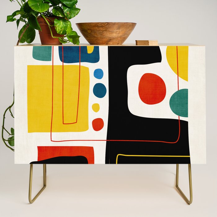 Colorful Bold Abstract Modern Artwork H02 Credenza Gallery Image 1