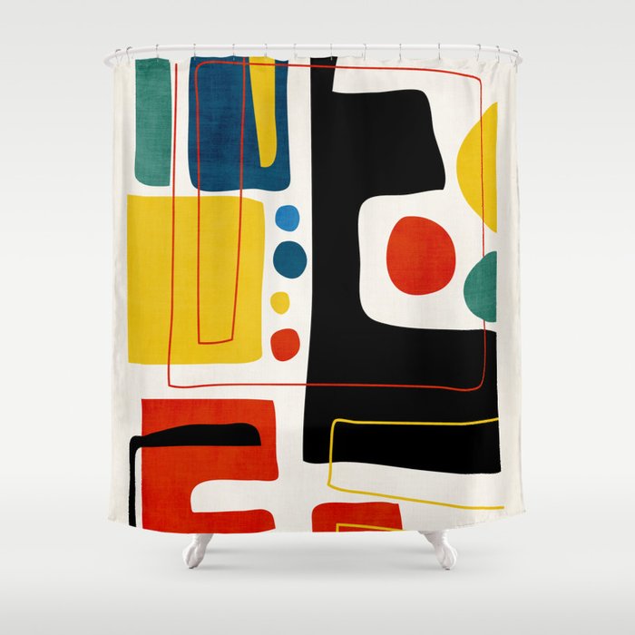 Colorful Bold Abstract Modern Artwork H02 Shower Curtain Gallery Image 1